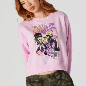 Bratz Baby Pink Graphic Crewneck Sweatshirt S – Girly Y2K Cartoon Retro